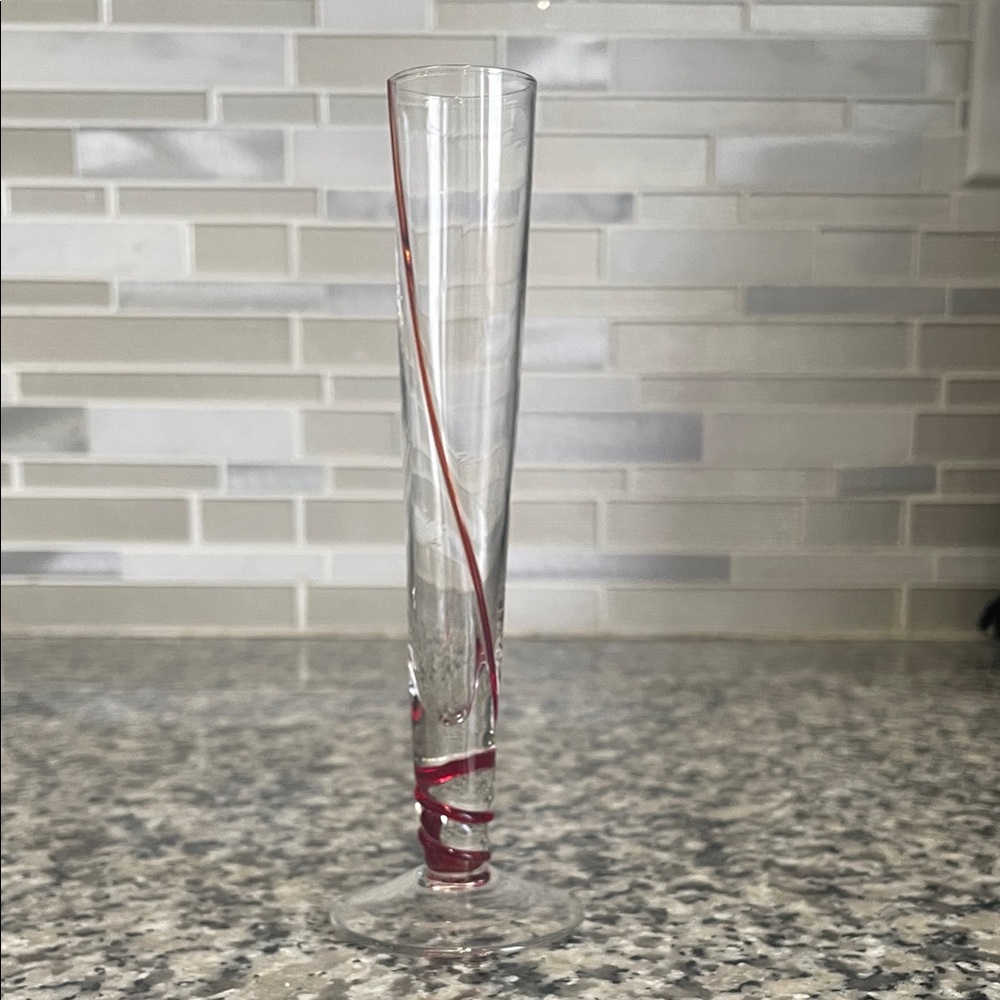 Vintage 90s E&J Brandy Ruby Red Swirl Tall Cordial Glass LCBO Promo 1pc